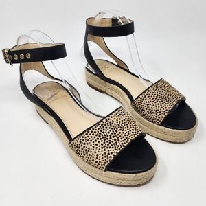 Vince Camuto Espadrille Sandals Women's 8.5 Kathalia Cow Hair Leopard Platform